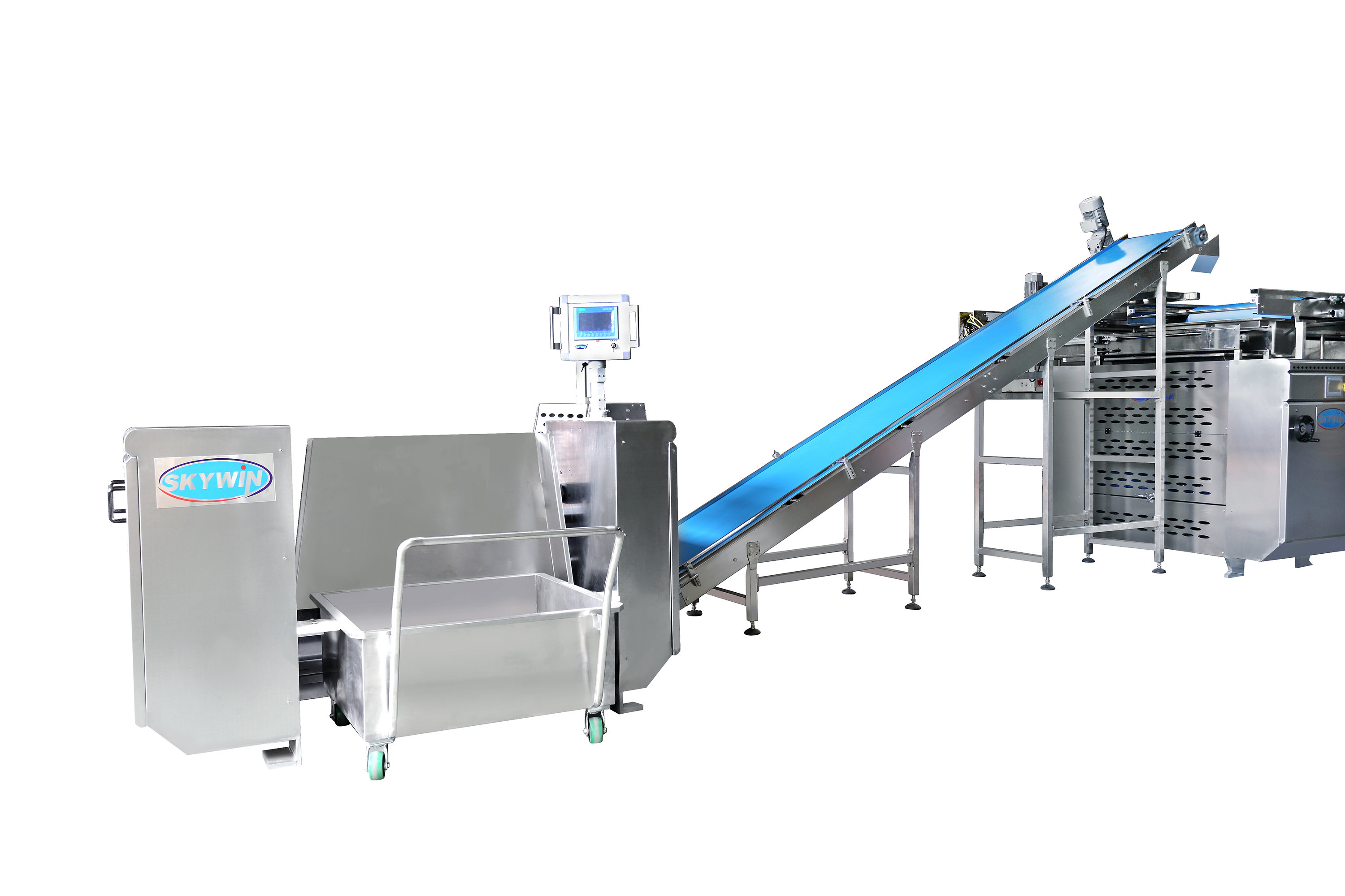 Automatic tipper and dough feeding for hard and soft dough