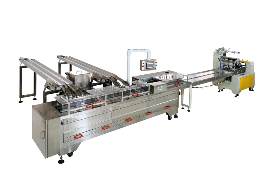 2+1 two lane sandwiching machine with flow pack