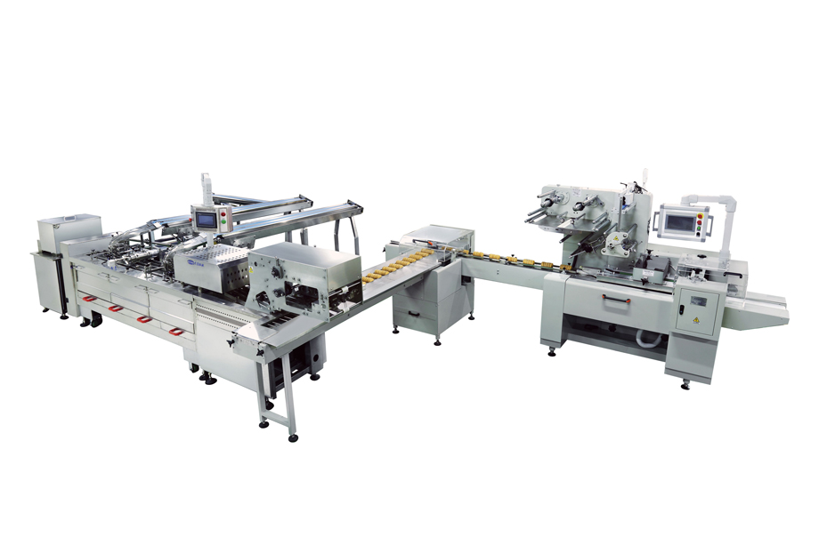 2+1 two lane biscuit sandwich machine connected on-edge packing machine 